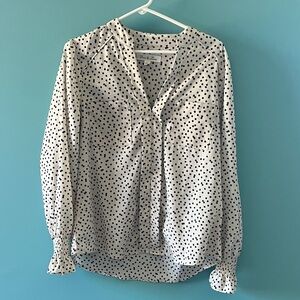 Maeve White Blouse with Black Dot Print